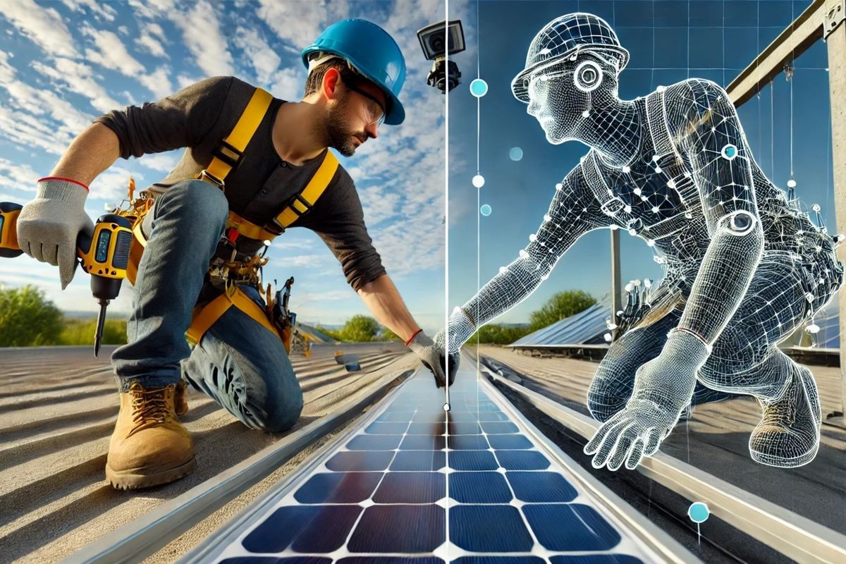 Die Arbeit beim Bau von Solaranlagen kann durch die Digitalisierung unterstützt werden.