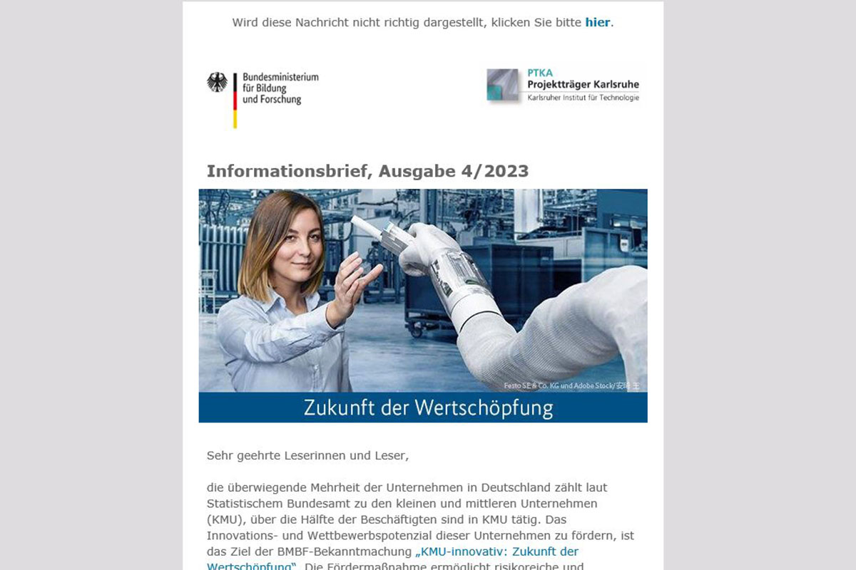 Screenshot des Informationsbrief Ausgabe 04/2023