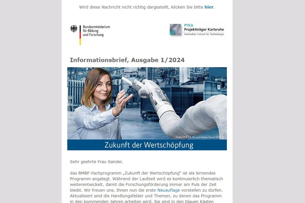 Informationsbrief, Ausgabe 1/2024 Screenshot vom Titelblatt