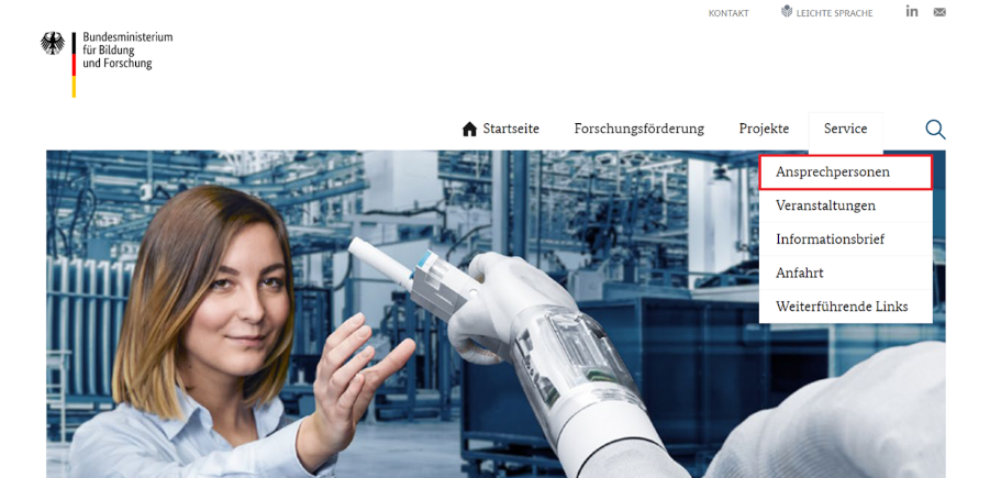 Screenshot eines Teils der Startseite der Internetseite www.zukunft-der-wertschoepfung.de