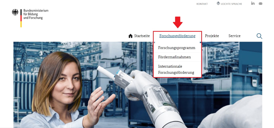 Screenshot eines Teils der Startseite der Internetseite www.zukunft-der-wertschoepfung.de