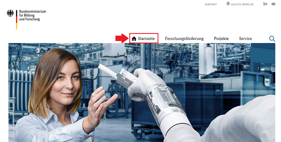 Screenshot eines Teils der Startseite der Internetseite www.zukunft-der-wertschoepfung.de