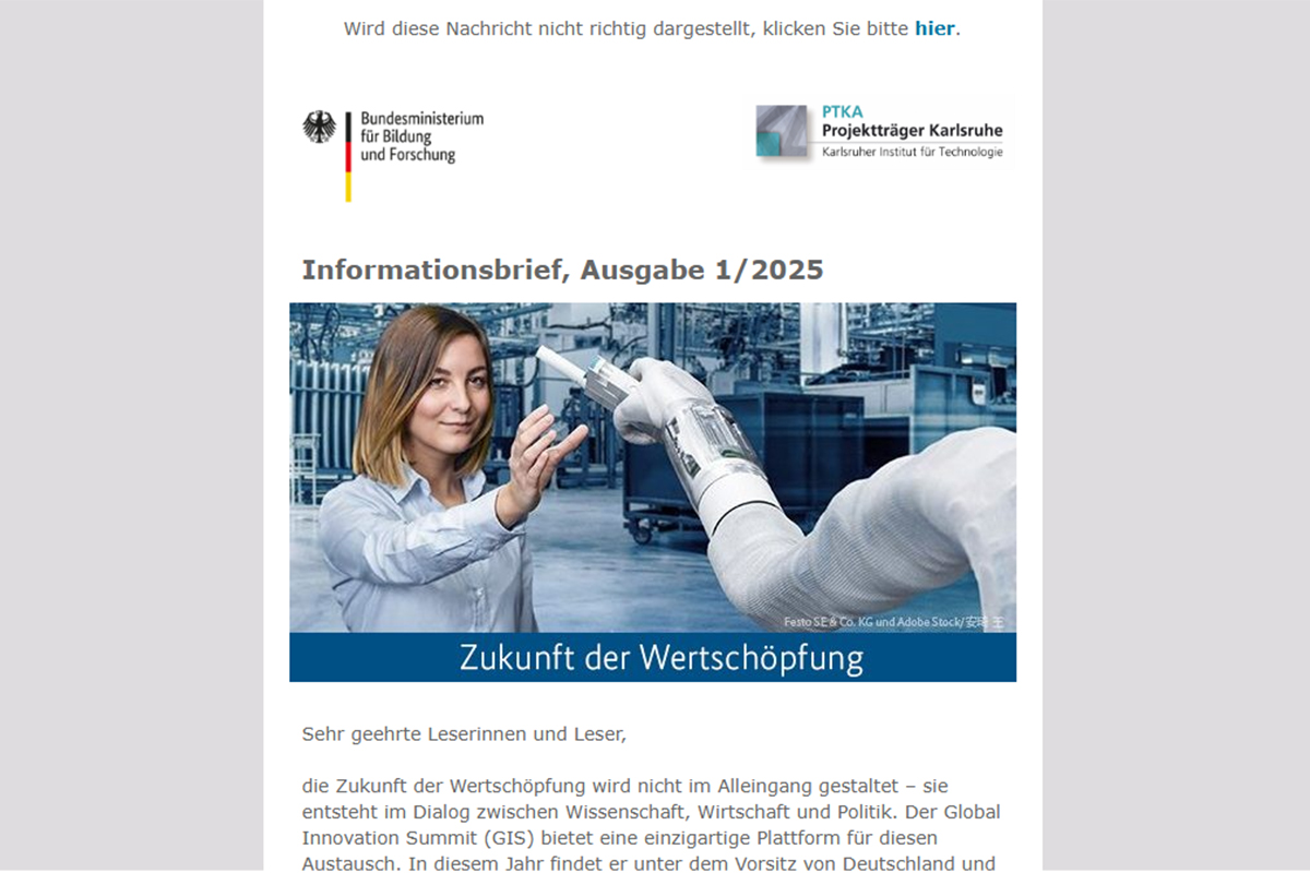 Screenshot Titelbild Informationsbrief Ausgabe 1/2025