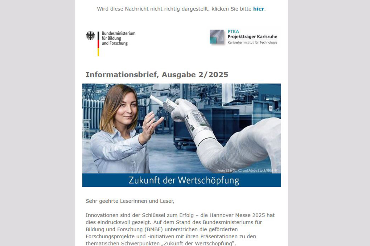 Screenshot Informationsbrief, Ausgsabe 2/2025