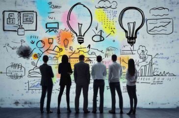 Bild der Bekanntmachung ur Förderung von Projekten zu wissenschaftlichen Voruntersuchungen zur Zukunft der Wertschöpfung in Deutschland (wiVoWert). Zu sehen sind Menschen, die gemeinsam ein Brainstorming machen.