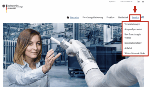 Screenshot eines Teils der Startseite der Internetseite www.zukunft-der-wertschoepfung.de