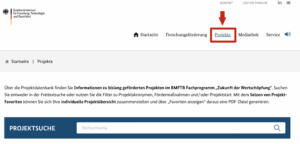 Screenshot eines Teils der Startseite der Internetseite www.zukunft-der-wertschoepfung.de