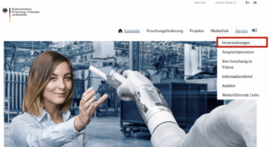 Screenshot eines Teils der Startseite der Internetseite www.zukunft-der-wertschoepfung.de